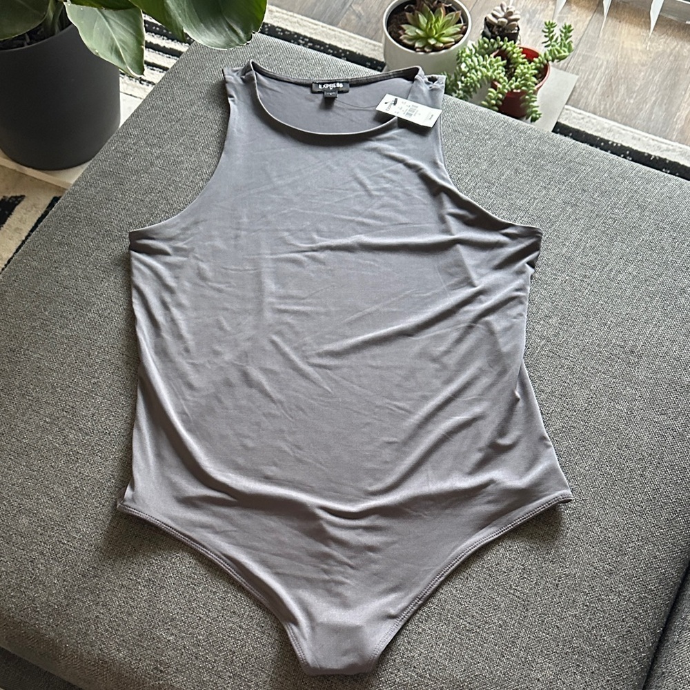 NWT Express Gray Sleeveless Bodysuit